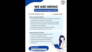 We’re #Hiring || Position: Recruitment Manager (m/f/d)