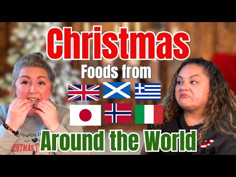 WI Try TRADITIONAL Christmas Foods From AROUND THE WORLD!! - Taste Test + Christmas Trivia 🌎🎄
