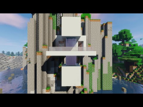SNIPPET | MODERN HOUSE IN MOUNTAIN WITH A WATERFALL ON THE TERRACE IN MINECRAFT
