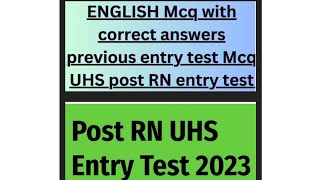 Post RN entry test UHS English MCQ | solved mcq with correct answers |