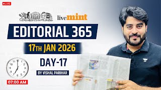 Editorial 365  | 17 Jan 2026 | Live Mint & The Hindu Editorial Analysis | Editorial by Vishal Sir