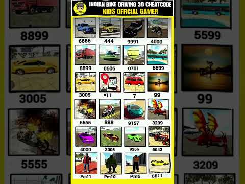 Top all working code 😘 Indian bike driving 3d  all new cheat code update + plugin #kidsofficialgamer