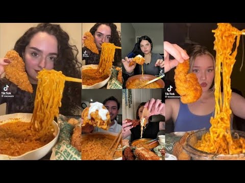 Wingstop & Buldak Ramen Tiktok Mukbang Compilation!
