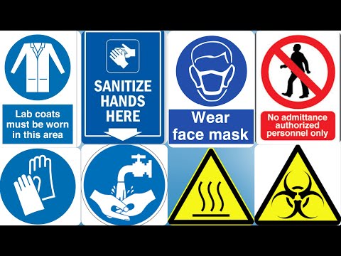 Signs and symbols use in Microbiology lab | Safety signs in lab