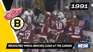 1991-92 - Red Wings @ Bruins - Bench Clearing Brawl