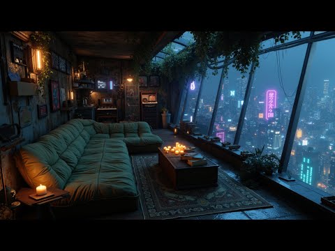 Immerse in ambient lofi city hiphop, embracing the smooth chill rhythm of urban nights.