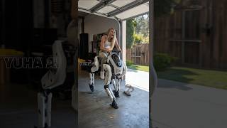 New Hobby: Riding a Quadruped Robot. #robotics #nextgen #robot  #quadrupedrobot #humanoid