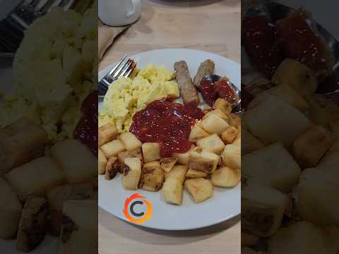 IKEA Breakfast | Sausage, Bacon, Eggs and diced fried potatoes