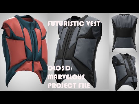 CLO3D FUTURISTIC VEST FREE PROJECT FILE/CREATION PROCESS + RENDERING