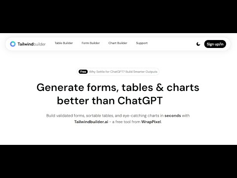 Tailwind Builder Free AI Tool for Generate Charts, Forms & Tables