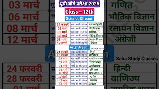 Up Board Class 12 Exam Date Sheet 2025 | UP Board Time Table & Exam Schedule #shorts #upboard2025