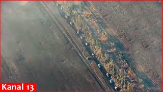 "Azov" brigade obliterates a Russian column that launched an attack with 22 vehicles in Donetsk