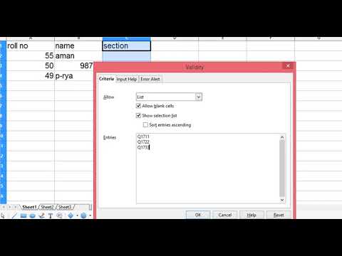 Data validation in openoffice calc spreadsheet