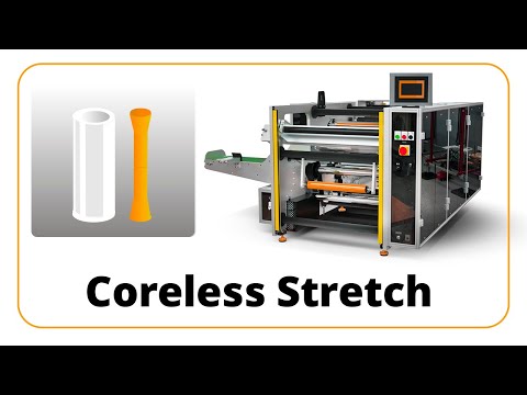 Rewinder for coreless stretch film (pallet wrap without paper core)