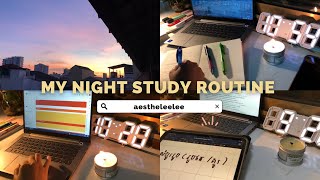 🌦️my night study routine ° ~ sunset🌅, study session, planning, reading and journaling 🪄