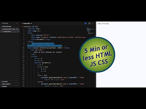 4 min tutorial (HTML JS) Time counter on webpage