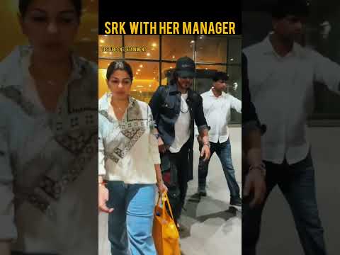 SRK style at airport with his manager Pooja Dadlani #srkstatus #poojadadlani #srk #bollywood #viral