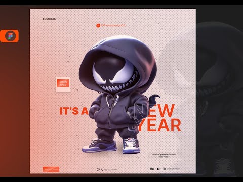happy new Year "Figma Tutorial: Design a Happy New Year Post for Beginners 🎉"Description: