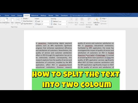How to Split the Text Into Two Column  | MS Word