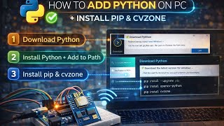 Add  python on laptop or pc pip install cvzon and python library or Opencv