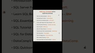 Free SQL Courses With Certification|| Shorts