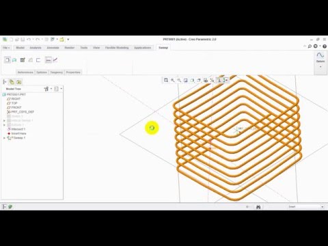 Rectangular helical sweep in Creo 2.0