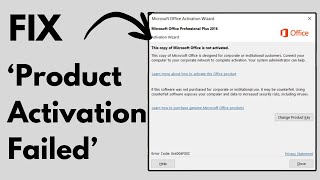 Fix 'This copy of Microsoft office is not activated "Product Activation Failed' in MS Office!