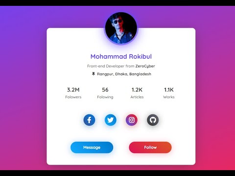 How to make Profile card in html & css only step by step | Free Source Code | Zero Cyber