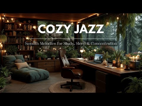 Cozy Night Jazz Smooth Instrumental for Relaxing Study and Work Vibes in a Forest Lounge