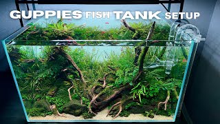 Guppies fish tank setup | Rainforest style aquascape | step-by-step tutorials