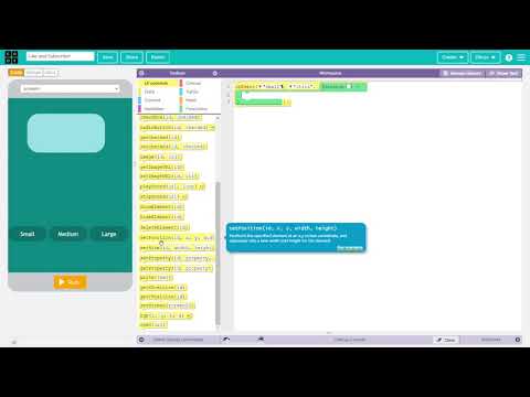 How to use the resizing "Set Size" in app lab