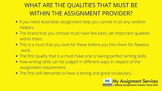Qualities to look within the assignment provider before hiring