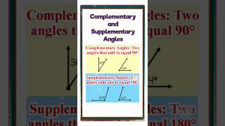 Complementary Angles & Supplementary Angles#complementary #supplementary#complementaryangles #shorts