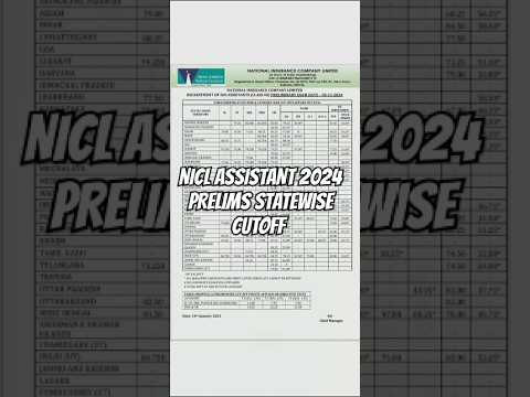 NICL ASSISTANT PRELIMS STATEWISE CUTOFF 2024-25 #nicl #niclassistant #niaclassistant #study