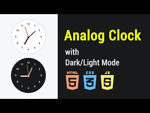 How To Make Analog Clock With Dark Mode in HTML CSS & JavaScript || JavaScript Local Storage