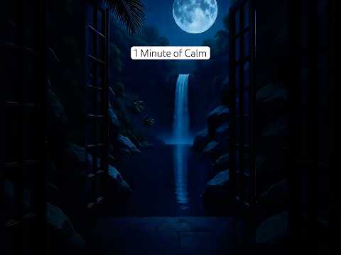 1 MINUTE OF CALM - Moonlit Waterfall I Relaxing Sounds for Sleep & Calm #shorts -relaxing -waterfall