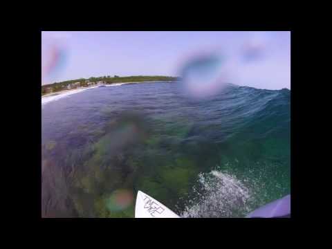 Surfing shallow reef secret spot in PR (POV)