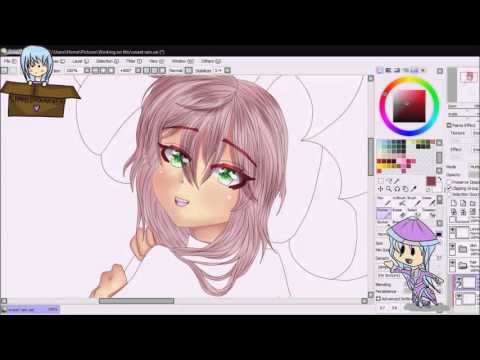 [60FPS720p]  Sweet Rain Paint Tool SAI Anime Speedpaint
