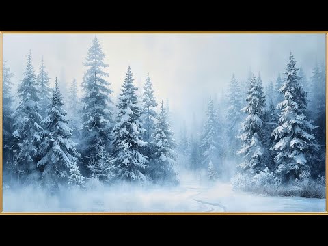 Icy Blue Winter Forest – 4K Frame TV Art | Calm Snowy Landscape Screensaver