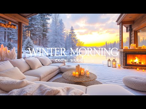 4K Cozy Winter Vibes Ambience ❄️ Cozy Lakeside Cabin with Fireplace & Smooth Piano Jazz