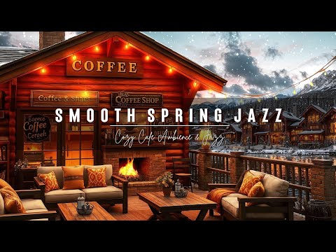 Cozy Outdoor Fireplace Ambience To Relax & Relief Stress ☕ Soothing Winter Night Jazz Ambience