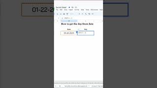 How to get day from date in Google Sheets #googlesheetstutorial #googlesheets