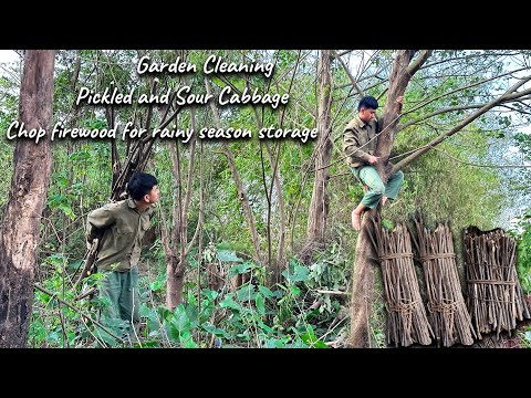 Chop firewood to store in the rainy season, Clean up the Garden to prepare for planting Vegetables