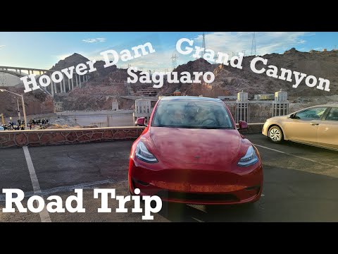 1000 mile road trip to Grand Canyon, Saguaro and Hoover Dam | Tesla Model Y