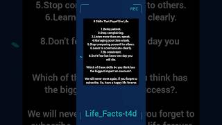 8 Skills That Payoff For Life/Psychology facts/Value yourself/Motivational Quotes#shorts‎