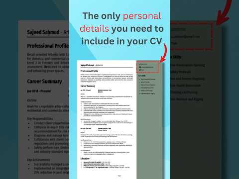 What personal details should you include in a CV?