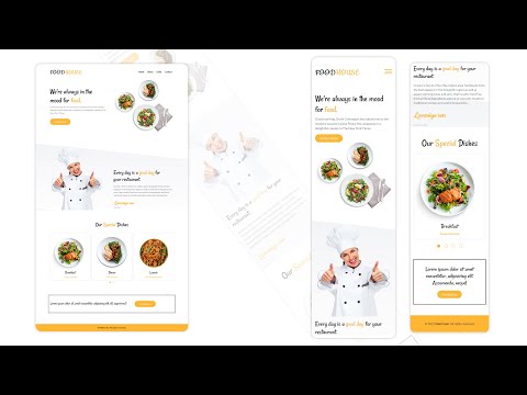 Responsive Food Website Design Using HTML , CSS & jQuery | Restaurant Website Design | Web Coder
