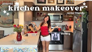 AESTHETIC KITCHEN MAKEOVER! thrifting and organizing (renter friendly, pinterest-inspired)