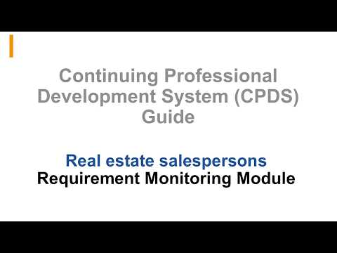 CPDS guide: Real estate salespersons (4/4) - Requirement Monitoring Module