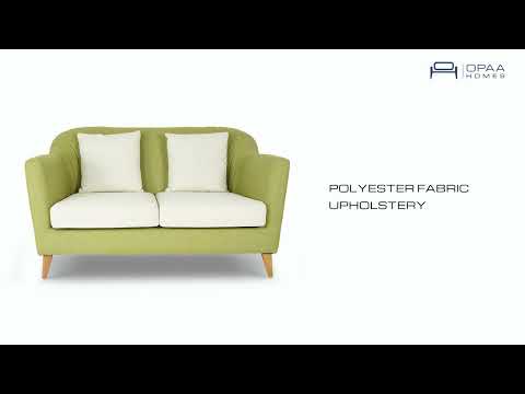 Clara 2 Seater Sofa with Polyester Fabric & Posh Cushions in Olive Green Colour